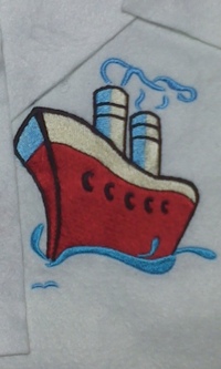 船のデザインの刺繍のご紹介！